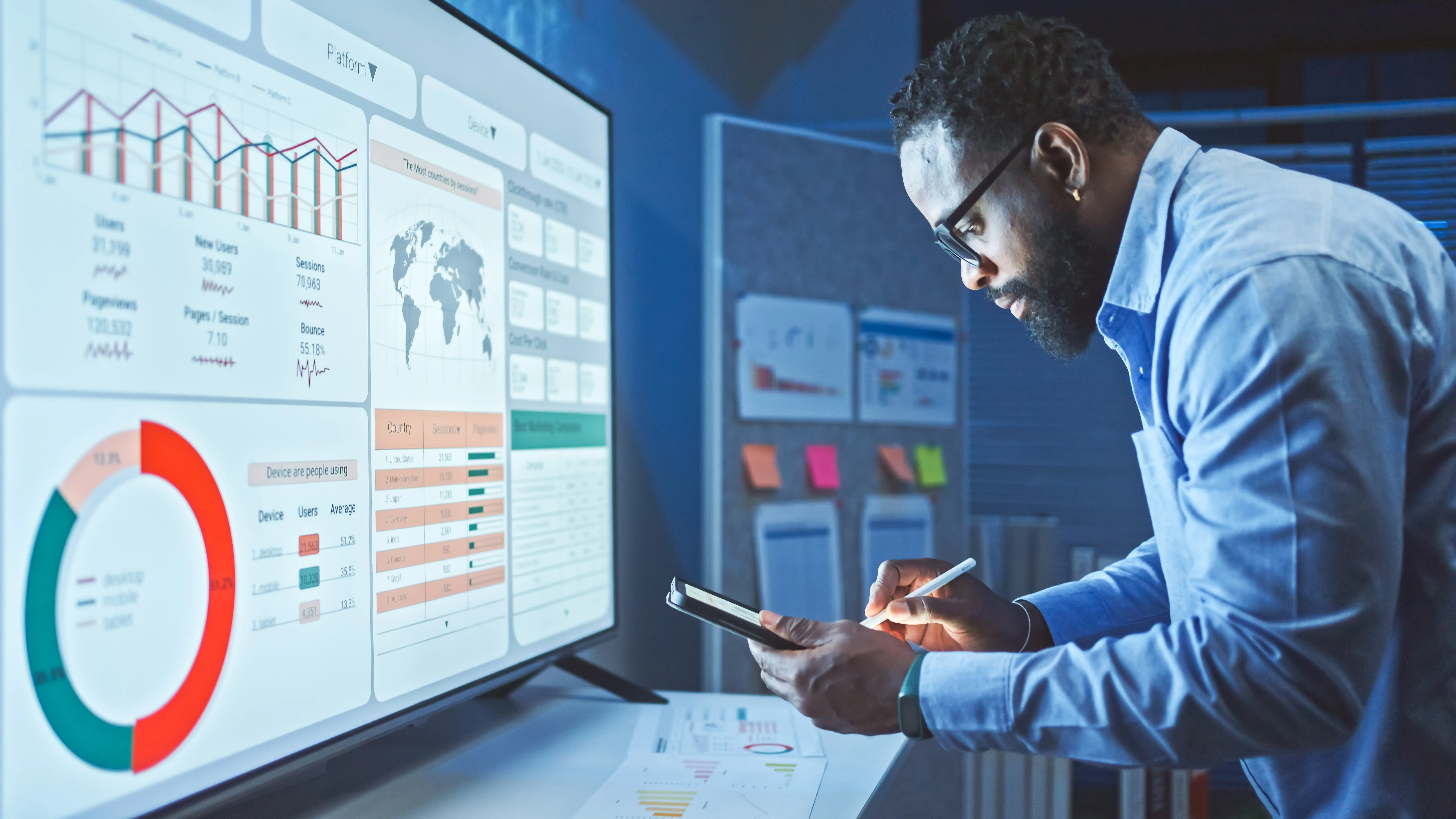 someone working on two screens